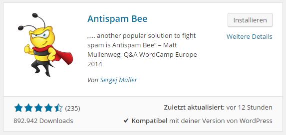 Antispam Bee Plugin installieren