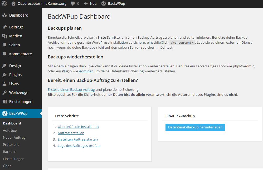 BackWPup Dashboard