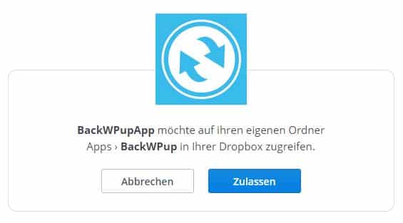 BackWPupApp - Dropbox - Zugriff