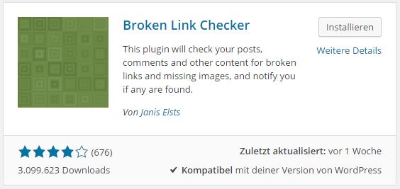 Broken Link Checker installieren