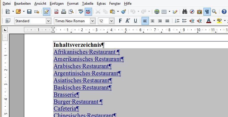 OpenOffice - einfaches Inhaltsverzeichnis für Kindle