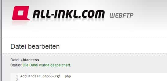 All Inkl - .htaccess - AddHandler - PHP Version umstellen