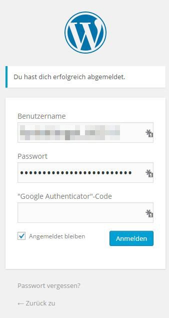 Wordpress Login - Google Authenticator