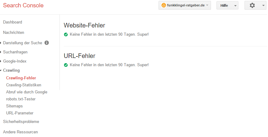 Google Search Console - Crawling Fehler