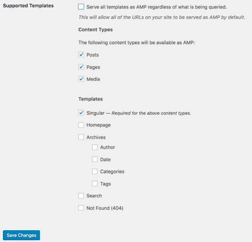 Wordpress AMP - Einstellungen