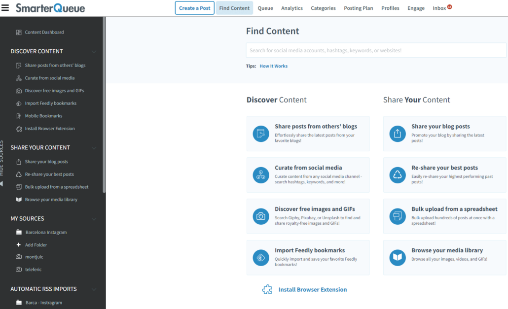 SmarterQueue - Content Dashboard